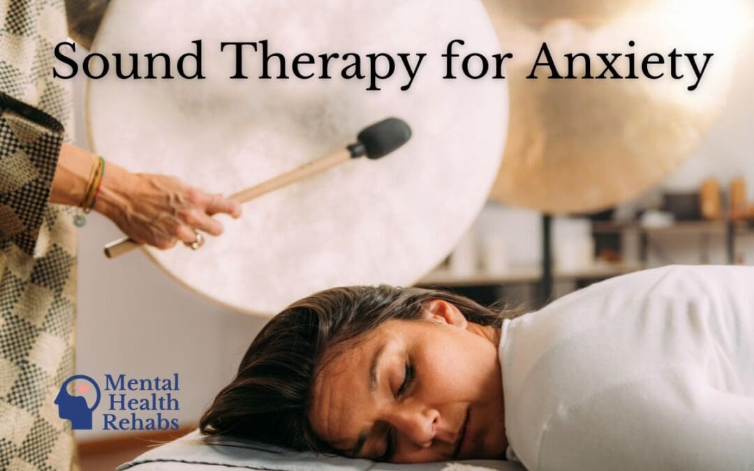 an image of a patient participating in sound therapy to ease her anxiety.